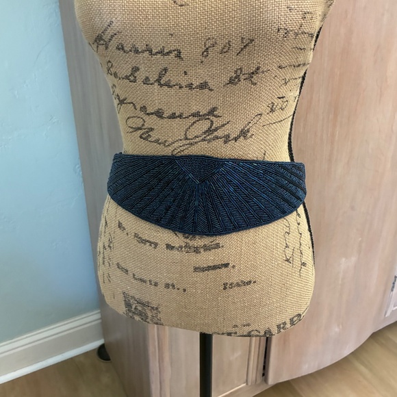 Vintage 80s Fully Beaded Cocktail Formal Maximalist Lined Waist Belt OS New wtag - Picture 11 of 16